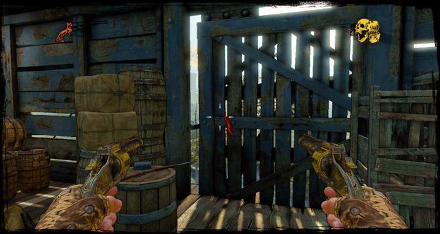 Przechodź z wagonu do wagonu, aż w końcu po prawej stronie zobaczysz czerwoną, dobrze ci znaną chustę - 10 - Not So Great Train Robbery | Solucja | Call of Juarez Gunslinger - Call of Juarez: Gunslinger - poradnik do gry