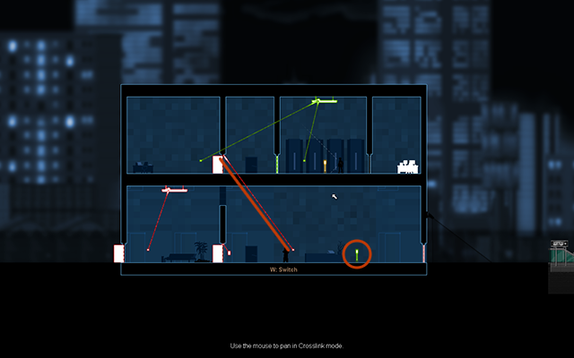 Następnie aktywuj Circuit Boxa i połącz przełącznik z drzwiami na piętrze wyżej, wciśnij go i użyj klatki schodowej aby dostać się na górę - #8 - Collins - intex | Opis przejścia | Gunpoint - Gunpoint - poradnik do gry