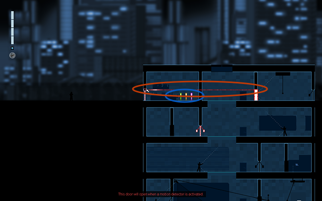 Na sam początek połącz zamknięte drzwi z drzwiami na czujnik ruchu - #9 - Rooke - The Prototype | Opis przejścia | Gunpoint - Gunpoint - poradnik do gry