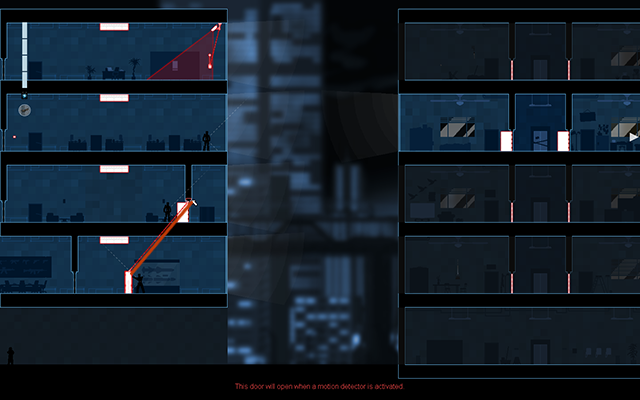 Musisz dostać się do budynku po prawej, ale najpierw musisz odciąć zasięg wzroku trzem Enforcerom w budynku po lewej - #15 - Mayfield - The Suspect | Opis przejścia | Gunpoint - Gunpoint - poradnik do gry