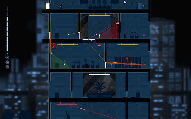 Wróć na piętro niżej i otwórz sobie drzwi łącząc je z przełącznikiem światła (1) - #19 - Gessler - Come and fucking get me (Koniec) | Opis przejścia - Gunpoint - poradnik do gry