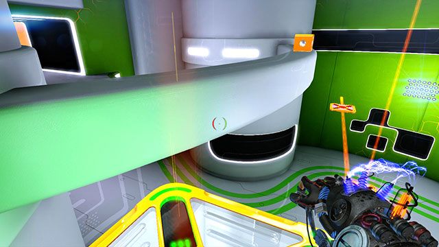 Poczekaj, aż wjedziesz na górę i przeskocz na białą powierzchnię widoczną na obrazku powyżej - Intermediate Platform | Akt I | Magrunner Dark Pulse - Magrunner: Dark Pulse - poradnik do gry