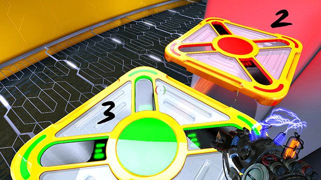 Przeskocz na trzecią platformę i naładuj ją zielonym ładunkiem - Platform Test | Akt I | Magrunner Dark Pulse - Magrunner: Dark Pulse - poradnik do gry