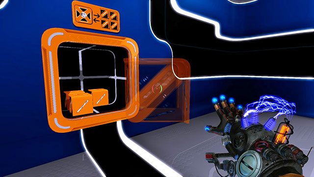 Zbierz wszystkie 4 małe kostki, po czym wstaw je do modułu nieopodal wejścia do pomieszczenia, jak widać na obrazku powyżej - Introductory Fusion | Akt I | Magrunner Dark Pulse - Magrunner: Dark Pulse - poradnik do gry