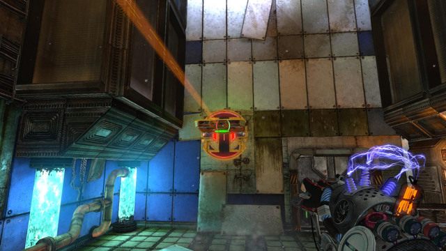 Platforma może Cię strącić, dlatego najlepiej stanąć na środku pionowej platformy - Disconnect | Akt II | Magrunner Dark Pulse - Magrunner: Dark Pulse - poradnik do gry