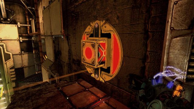 Wstaw kostkę do pustego silnika magnetycznego, po czym zmień jego ładunek na czerwony (obrazek powyżej) - Hidden Lab | Akt II | Magrunner Dark Pulse - Magrunner: Dark Pulse - poradnik do gry