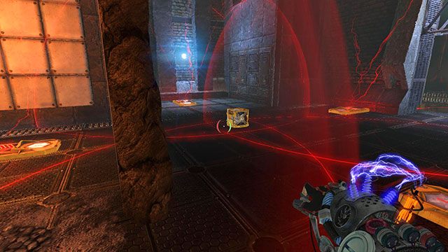 Naładuj wszystkie cztery moduły wyrzutni czerwonym ładunkiem, jak na obrazku powyżej - Overdrive | Akt II | Magrunner Dark Pulse - Magrunner: Dark Pulse - poradnik do gry