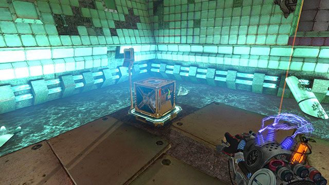 Twoim pierwszym celem, jest wylądowanie na dolnym kawałku podłogi, widoczny na powyższym obrazku - Ruptured | Akt II | Magrunner Dark Pulse - Magrunner: Dark Pulse - poradnik do gry