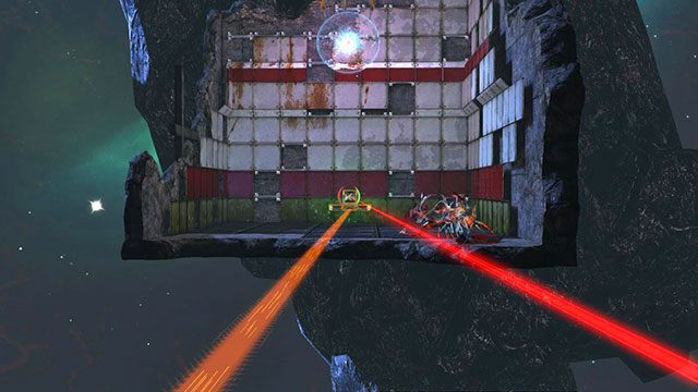 Drugą kostkę, znajdującą się na module naprzeciw wejścia, umieść na poziomej platformie, stojącej obok niewielkiej kolumny - The Outsider | Akt III | Magrunner Dark Pulse - Magrunner: Dark Pulse - poradnik do gry