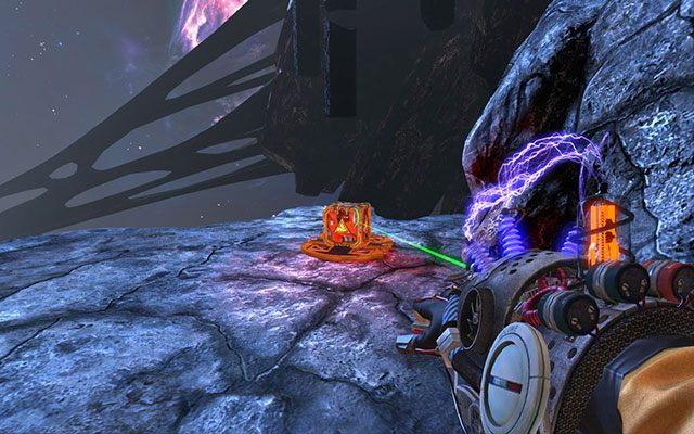 Na kolejnej wysepce, znajdziesz moduł magnetyczny i wybuchową kostkę - From Beyond | Akt III | Magrunner Dark Pulse - Magrunner: Dark Pulse - poradnik do gry