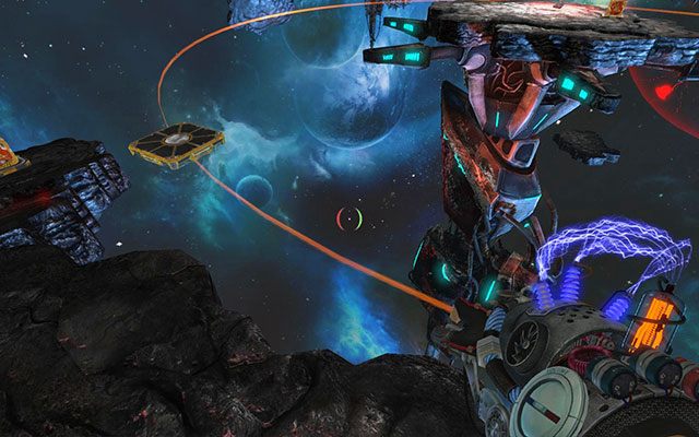 Następnie zeskocz na niższą skałę i poczekaj na ruchomą platformę (obrazek powyżej) - Cthulhu Rising | Akt III | Magrunner Dark Pulse - Magrunner: Dark Pulse - poradnik do gry