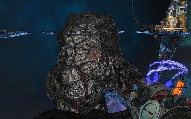 Wejdź na obrotową skałę, gdy będzie w podobnej pozycji, jak na powyższym obrazku - Cthulhu Rising | Akt III | Magrunner Dark Pulse - Magrunner: Dark Pulse - poradnik do gry