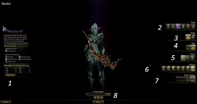 Interfejs tworzenia postaci wygląda następująco - Podstawy - Tworzenie postaci - Lineage II: Goddess of Destruction - poradnik dla początkujących