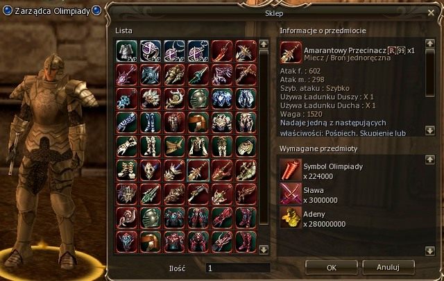 Symbol Olimpiady możemy zdobyć poprzez uczestniczenie w pojedynkach olimpijskich PvP - Waluty - Lineage II: Goddess of Destruction - poradnik dla początkujących