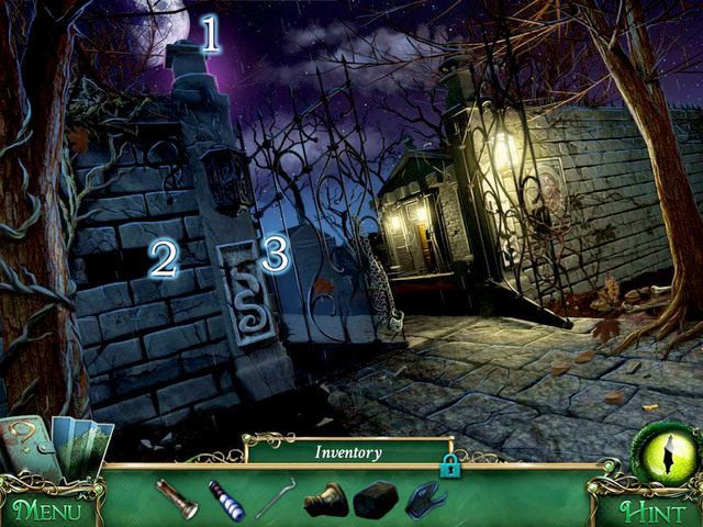 Zdobyte przedmioty wkładamy w odpowiednie miejsca: Urn [1], Brick [2] oraz Snake head [3] - Cmentarz | Solucja 9 Poszlak Tajemnica Serpent Creek - 9 Poszlak: Tajemnica Serpent Creek - poradnik do gry