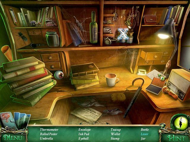 Przedmiot kluczowy/ukryty [X] - Należy odsunąć fiolki, by znaleźć Lever - Sceny z ukrytymi obiektami (hidden-object) | Znajdźki i łamigłówki - 9 Poszlak: Tajemnica Serpent Creek - poradnik do gry