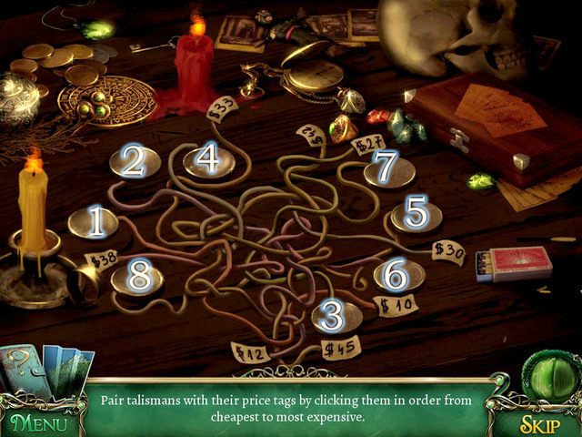 Zanim zaczniemy łamigłówkę, musimy otworzyć pudełko zapałek znajdujące się po prawej stronie, a następnie wyciągnąć z niej zapałkę i podpalić stojące świece - Zagadki | Znajdźki i łamigłówki 9 Poszlak Tajemnica Serpent Creek - 9 Poszlak: Tajemnica Serpent Creek - poradnik do gry