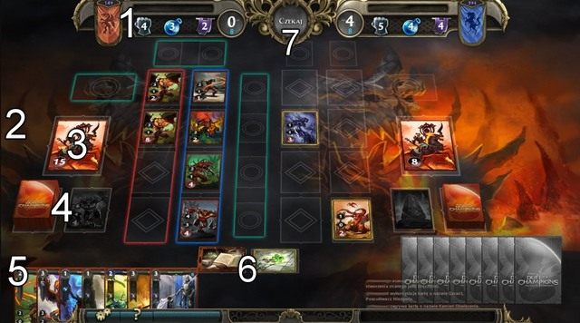 Ekran rozgrywki jest podzielony na dwie niemalże identyczne strony - Poradnik do gry - Interface Might & Magic Duel of Champions - Might & Magic: Duel of Champions - poradnik do gry