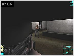 Wejdź tam i oczyść sobie drogę prowadzącą w lewo [#107], na podwyższenie i dalej na schodki - Misja 11 - Not My Day - Die Hard: Nakatomi Plaza - poradnik do gry