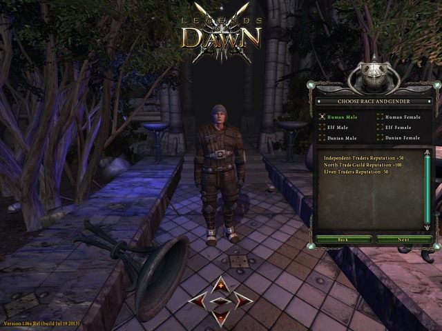 Wybieramy Create Character, a pojawi się okno wyboru ras i płci - Tworzenie Postaci | Legends Of Dawn - Legends Of Dawn - poradnik do gry