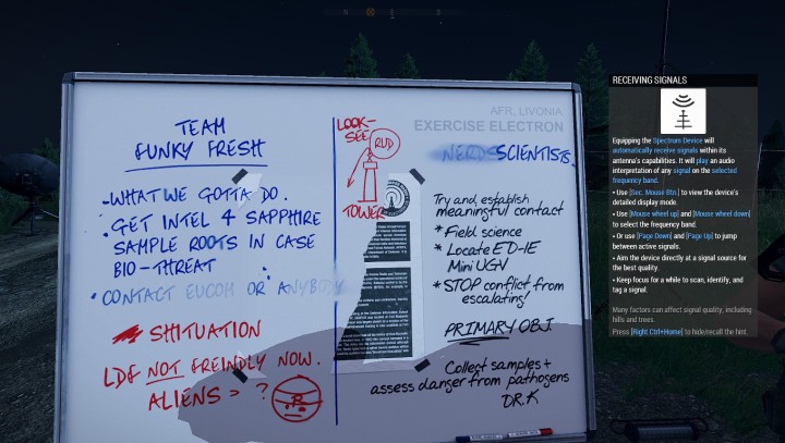 Misję zaczynamy w nowym obozie na wzgórzu z wieżą radiową Polana (kw - Misja 4 - Zjawisko Anomalne (Anomalous Phenomena) | ArmA 3 Contact - Arma III - poradnik do gry