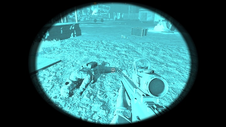 Martwy rosjanin i skradziony mu noktowizor (normalnie jest zielony, kolor to kwestia moda). - Misja 4 - Zjawisko Anomalne (Anomalous Phenomena) | ArmA 3 Contact - Arma III - poradnik do gry