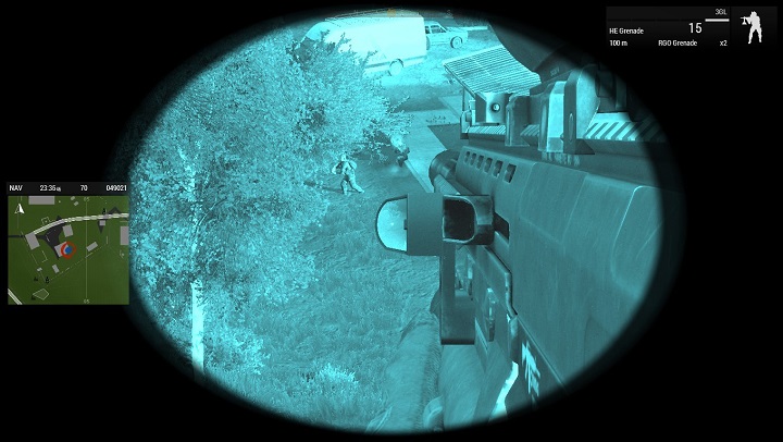 Teoretycznie, jeśli szybko wyeliminujesz cel i położysz się zaraz po wystrzale (czy to z karabinu z tłumikiem, czy granatnika) zmniejszasz szansę momentalnego wypatrzenia na bazie kierunku ostrzału - Misja 4 - Zjawisko Anomalne (Anomalous Phenomena) | ArmA 3 Contact - Arma III - poradnik do gry