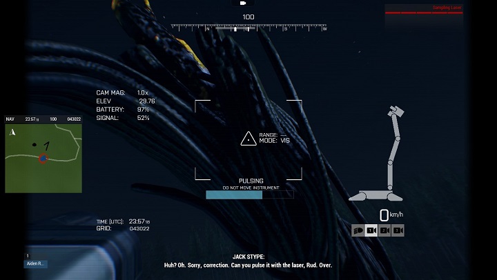 Spróbuj pobrać próbkę do biopsji - po chwili chłopaki skonkludują, że skoro się nie udało i brak czegoś miękkiego, to masz to jedynie zeskanować laserem i zwijać manatki - jeśli się szybko uwiniesz, oszczędzisz sobie nieprzyjemności ze strony LDF - Misja 4 - Zjawisko Anomalne (Anomalous Phenomena) | ArmA 3 Contact - Arma III - poradnik do gry