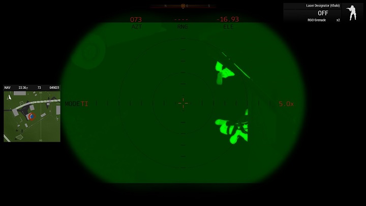 Przeciwnik widziany przez desygnator laserowy ustawiony w tryb termowizji. - Obsługa uzbrojenia i Virtual Arsenal | ArmA 3 - Arma III - poradnik do gry