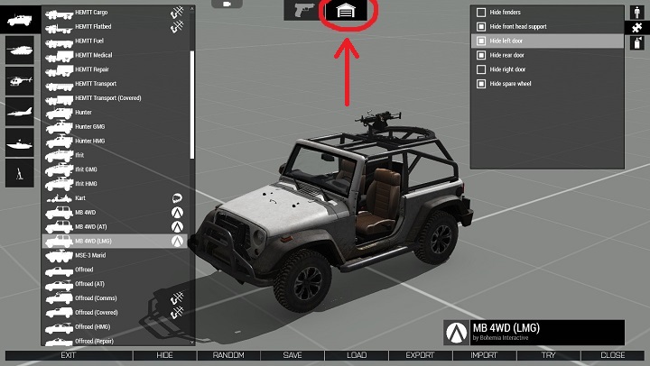 Wejście do systemu Wirtualny Garaż. - Obsługa uzbrojenia i Virtual Arsenal | ArmA 3 - Arma III - poradnik do gry