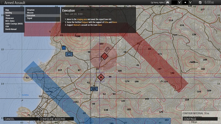 Ekran mapy w podstawowej wersji gry. - Nawigacja w terenie - kompas, azymut, mapa | ArmA 3 - Arma III - poradnik do gry