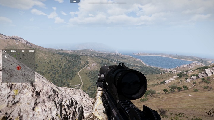 Panel (ekranik) GPS - widoczny po lewej stronie ekranu. - Nawigacja w terenie - kompas, azymut, mapa | ArmA 3 - Arma III - poradnik do gry