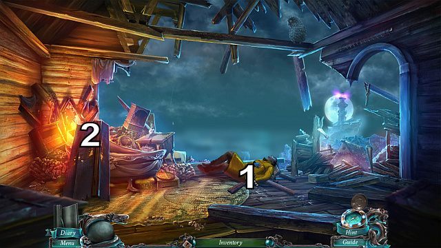 Po ataku ośmiornicy nasz kompan jest w złym stanie[1] i należy mu pomóc w tym celu podejdź do sterty z lewej strony[2] - 2 - Boats Away | Opis przejścia Nightmares from the Deep - Nightmares from the Deep: The Sirens Call - poradnik do gry