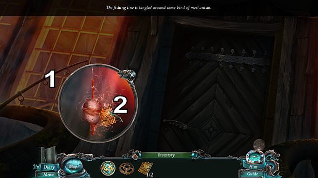 Zbadaj wędkę[1] i z pomocą sztyletu zabierz drugi mechanism plate[2] - 2 - Boats Away | Opis przejścia Nightmares from the Deep - Nightmares from the Deep: The Sirens Call - poradnik do gry