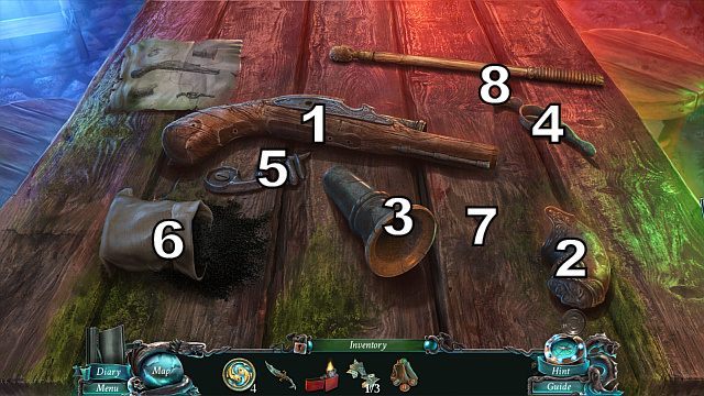 Następnie połóż blunderbuss lock na stole i poskładaj broń[1] - 3 - Beneath the town | Opis przejścia Nightmares from the Deep - Nightmares from the Deep: The Sirens Call - poradnik do gry