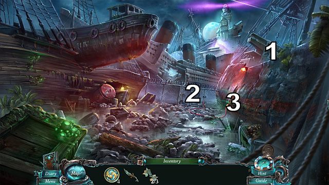 W miejscu [1] znajduje się Golden Octopi, weź ją - 5 - The Shipwreck cemetery | Opis przejścia Nightmares from the Deep - Nightmares from the Deep: The Sirens Call - poradnik do gry