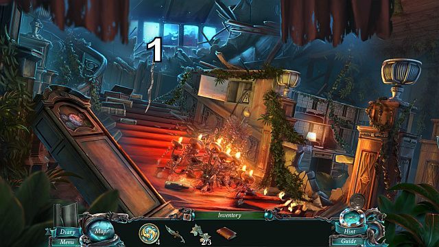 Użyj liny w [1], dzięki czemu będziesz mógł przejść na mostek (Bridge), co też niezwłocznie uczyń - 5 - The Shipwreck cemetery | Opis przejścia Nightmares from the Deep - Nightmares from the Deep: The Sirens Call - poradnik do gry