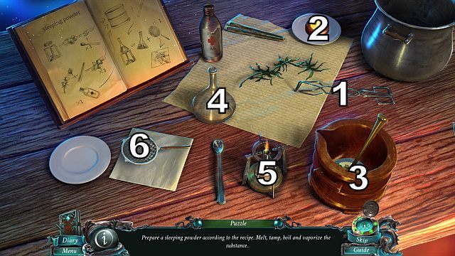 Szczypcami[1] przełóż węgielek na talerzyk[2] zwalniając palnik - Rozdział 6 | Zagadki Nightmares from the Deep - Nightmares from the Deep: The Sirens Call - poradnik do gry