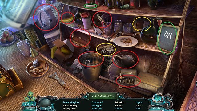 Jak poprzednio znajdź wszystkie przedmioty (kolor czerwony) z listy lub zagraj w mahjonga - Ukryte przedmioty | Zagadki Nightmares from the Deep - Nightmares from the Deep: The Sirens Call - poradnik do gry