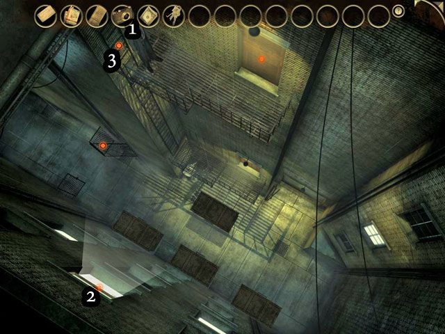 Będąc na górze użyj aparatu [1] na oknie [2] - Hotel Ostatnia Przystań - Face Noir: The Cat with the Jade Eyes - poradnik do gry