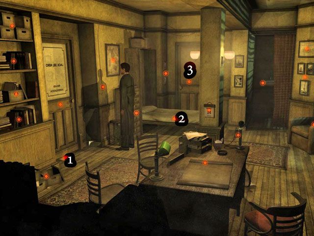 Użyj listu leżącego pod drzwiami [1], w którym gospodarz lokalu domaga się pieniędzy za czynsz - Tajemniczy telefon - Face Noir: The Cat with the Jade Eyes - poradnik do gry