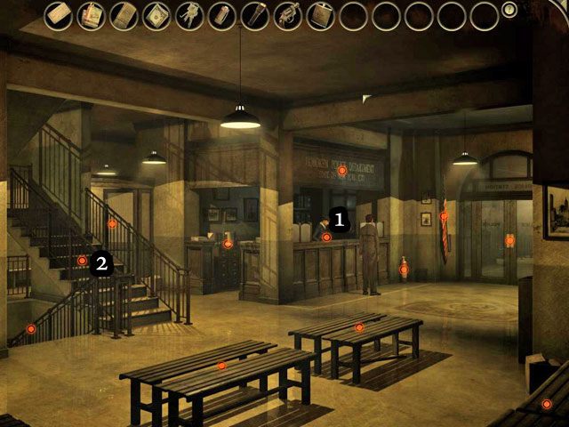 Zapytaj policjanta z recepcji [1], kto wpłacił kaucję (Can you tell me - Posterunek policji - Face Noir: The Cat with the Jade Eyes - poradnik do gry