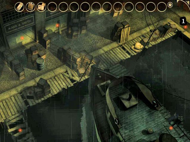 Idź w prawo [1], by znaleźć się przed wejściem do stoczni - Druga retrospekcja w porcie - Face Noir: The Cat with the Jade Eyes - poradnik do gry