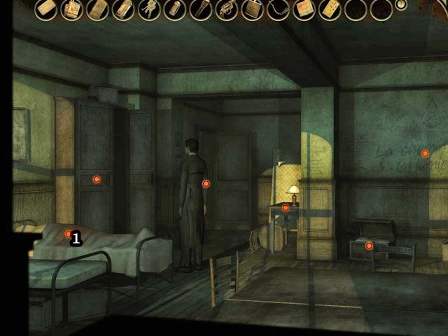 Użyj prześcieradła z łóżka po lewej stronie [1] - Kryjówka Michelle - Face Noir: The Cat with the Jade Eyes - poradnik do gry