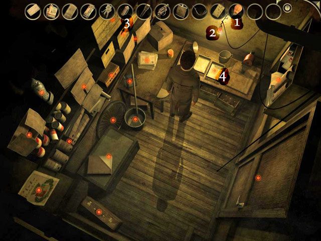 Użyj czerwonej żarówki [1] na zwykłej żarówce [2], a po zmianie świateł użyj kliszy [3] na sprzęcie do wywoływania zdjęć [4] - Pan Marsetti - Face Noir: The Cat with the Jade Eyes - poradnik do gry