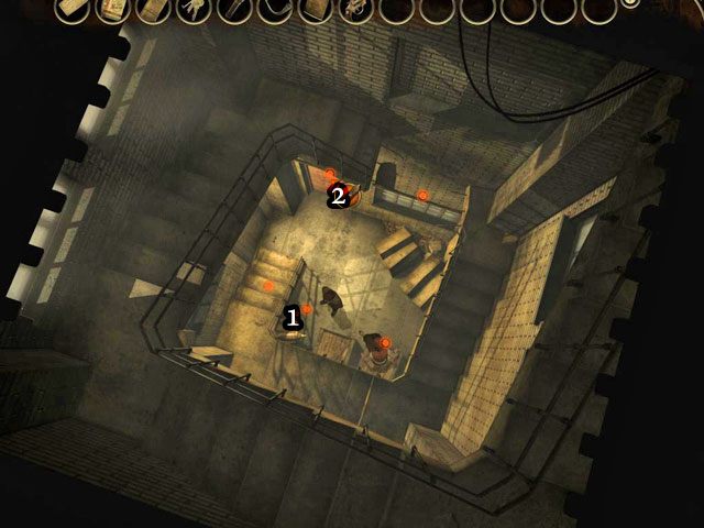 Po scence oraz rozmowie weź butlę [1] i użyj jej na drzwiach [2] - Przeznaczenie - Face Noir: The Cat with the Jade Eyes - poradnik do gry