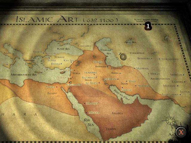 Przesuń mysz w górę i prawo i kliknij na podpis ([1]) - Muzeum miasta Nowy York - Face Noir: The Cat with the Jade Eyes - poradnik do gry