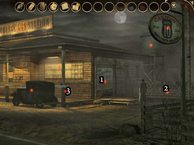 Na prawo od wejścia jest miejsce, gdzie można zrobić zdjęcie - Stacja benzynowa - Face Noir: The Cat with the Jade Eyes - poradnik do gry