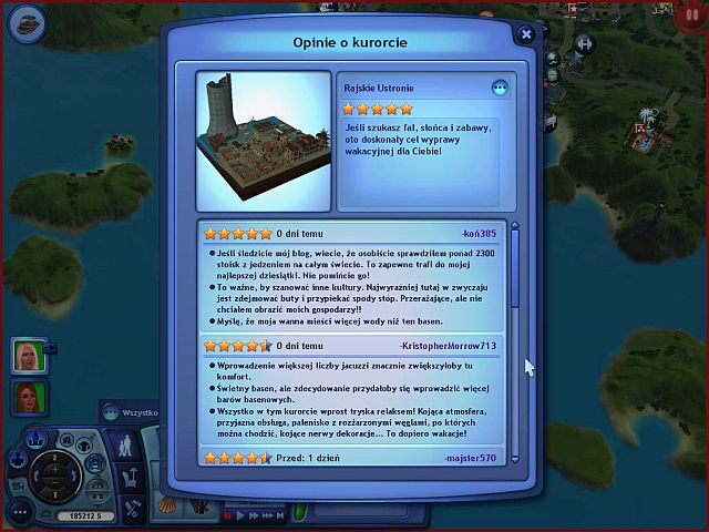 Opinie o kurorcie - Rozbudowa kurortu - wersja exclusive | Prowadzenie kurortu - The Sims 3: Rajska wyspa - poradnik do gry