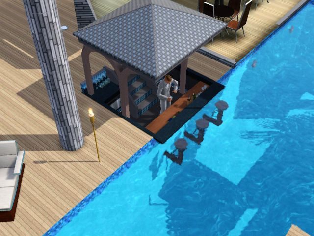 Bar nad basenem - atrakcja przyciągająca klientów - Rozbudowa kurortu - wersja stopniowa | Prowadzenie kurortu - The Sims 3: Rajska wyspa - poradnik do gry